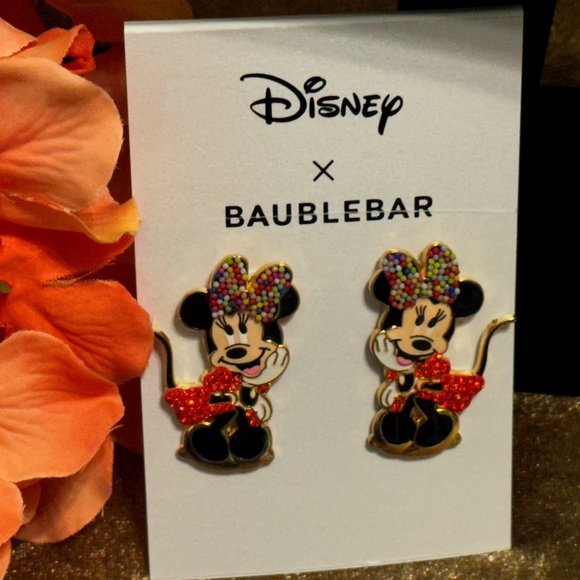 Disney Baublebar Minnie Mouse Sparkly Earrings NWT - Picture 1 of 6